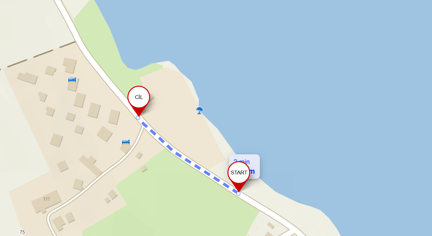 Mapa trasy 100 m
