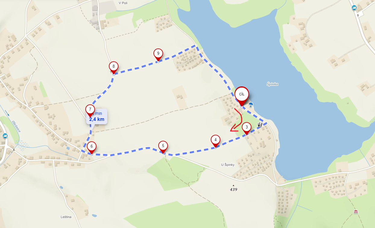Mapa trasy 2 km