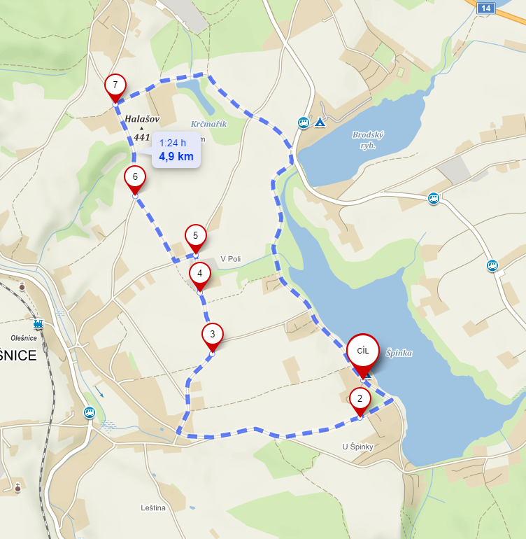 Mapa trasy 5 km